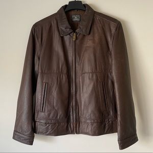 Lucky Brand Men's Genuine Leather Full Zipper Jacket - L - Pre-owned